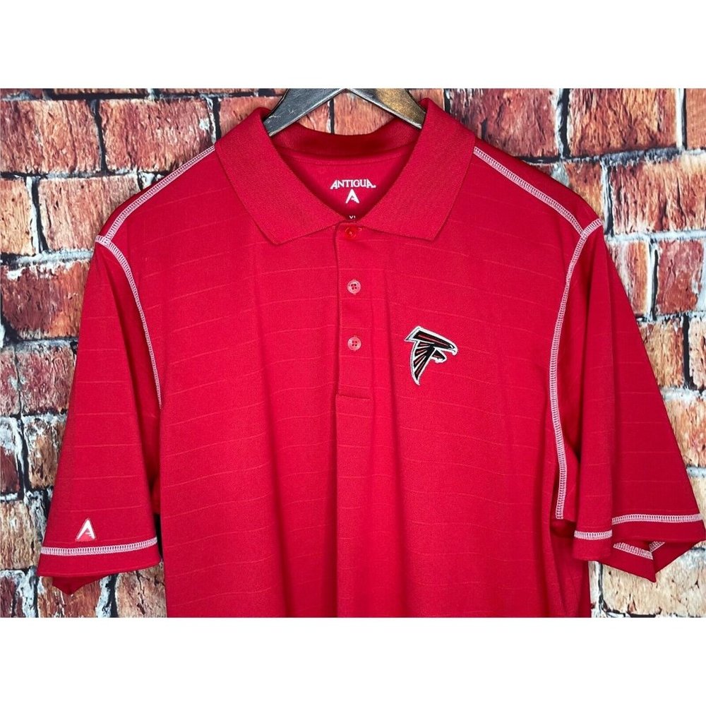 Atlanta Falcons ATL NFL Football Men’s Short Sleeve XL Red Striped Polo Shirt